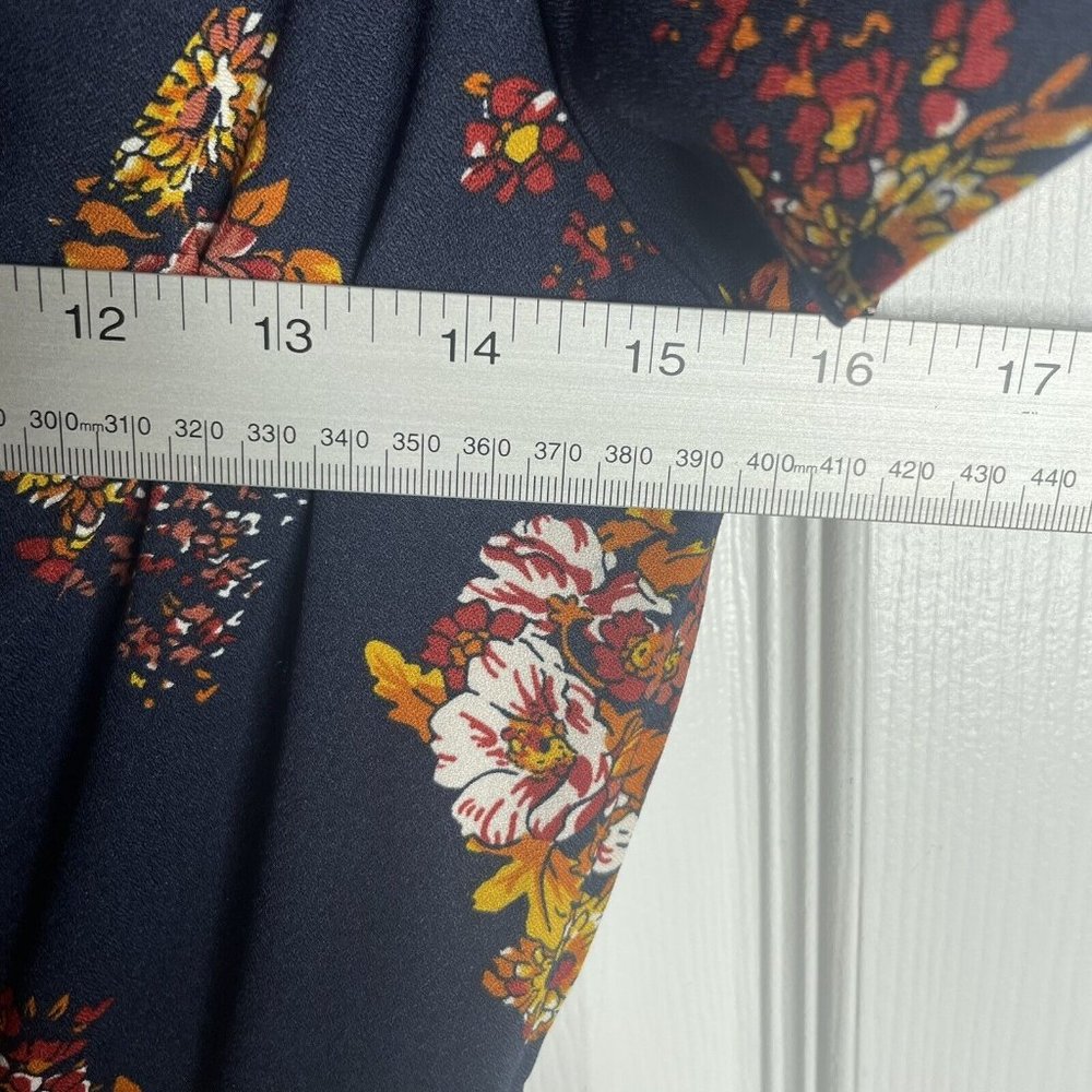 ModCloth Dress Womens S Sentimental Floral Navy Blue Fit and Flare V-Neck - Picture 4 of 7